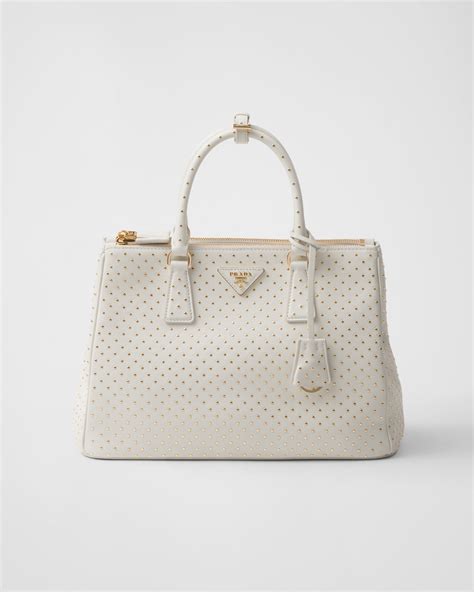 prada studded bag|Prada white galleria studded bag.